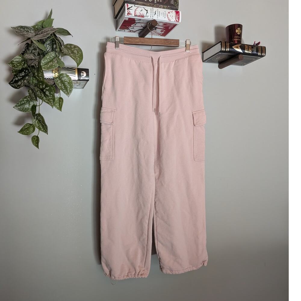 Uniqlo | Pale Pink Cargo Sweatpants 100% Cotton Cinch Cuffs | Large